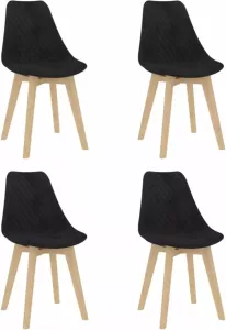 VidaXL Eetkamerstoelen 4 st fluweel zwart