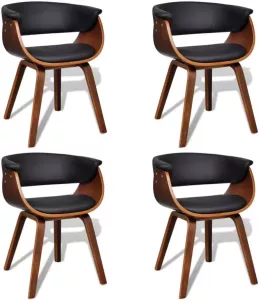 VidaXL Eetkamerstoelen 4 St Gebogen Hout En Kunstleer