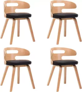 VidaXL Eetkamerstoelen 4 St Gebogen Hout En Kunstleer Zwart