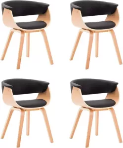 VidaXL Eetkamerstoelen 4 St Gebogen Hout En Kunstleer Zwart