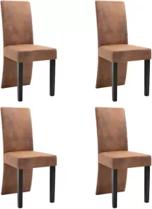 VidaXL Eetkamerstoelen 4 St Kunstsuède Bruin