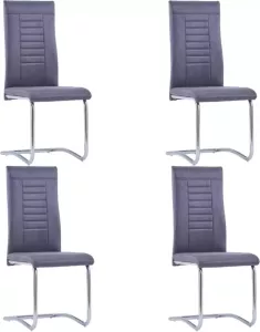 VidaXL Eetkamerstoelen 4 st kunstsuède grijs