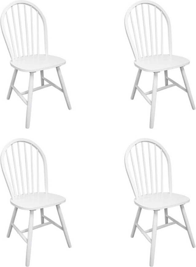 Vida XL vidaXL Eetkamerstoelen 4 st massief rubberwood wit-VXL-242027