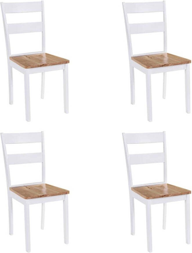Vida XL vidaXL Eetkamerstoelen 4 st massief rubberwood wit-VXL-242027 - Foto 2