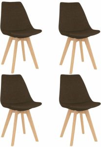 VidaXL -Eetkamerstoelen-4-st-stof-bruin
