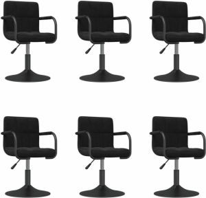 VidaXL -Eetkamerstoelen-6-st-draaibaar-fluweel-zwart