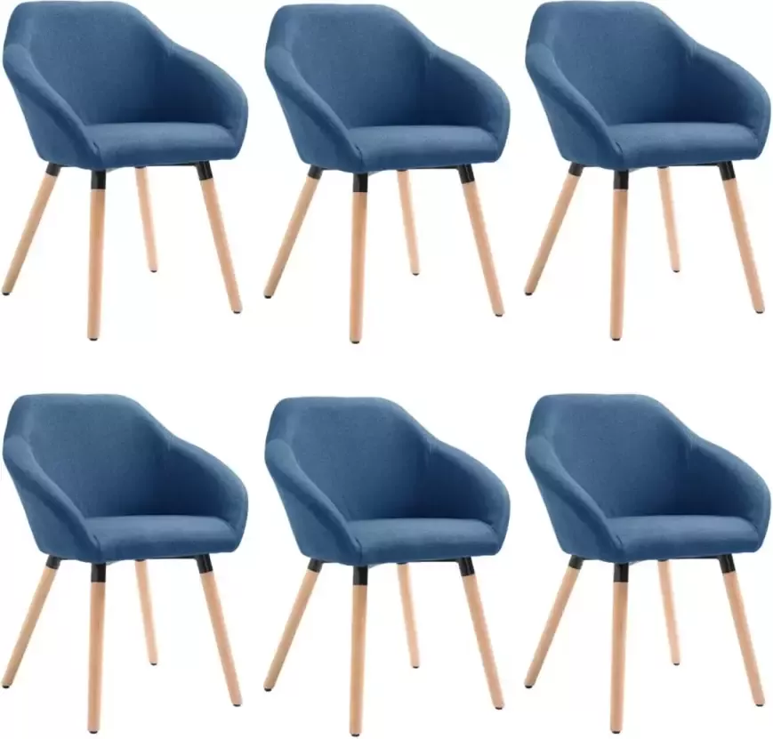 VidaXL Eetkamerstoelen 6 st stof blauw - Foto 1