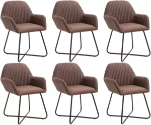 VidaXL Eetkamerstoelen 6 St Stof Bruin