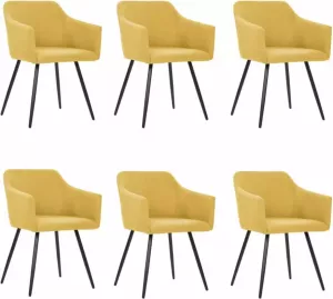 VidaXL Eetkamerstoelen 6 St Stof Geel