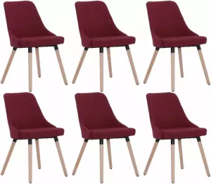 VidaXL Eetkamerstoelen 6 St Stof Wijnrood