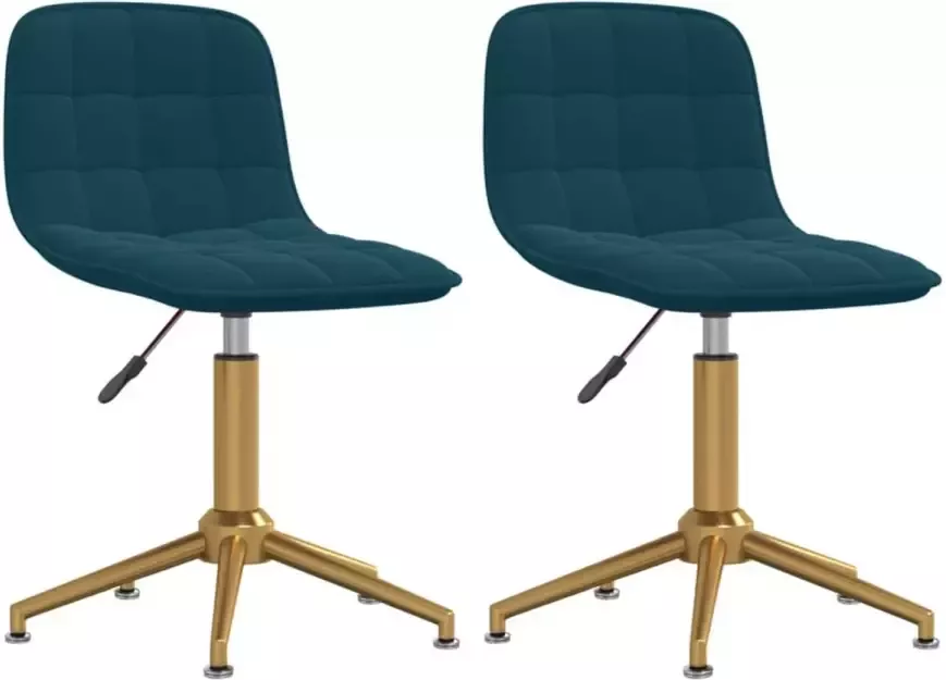 VIDAXL Eetkamerstoelen draaibaar 2 st fluweel blauw