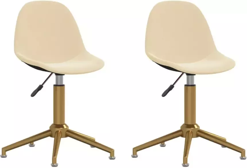 VidaXL Eetkamerstoelen draaibaar 2 st fluweel crèmekleurig