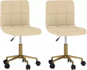 VidaXL Eetkamerstoelen Draaibaar 2 St Fluweel Crèmekleurig