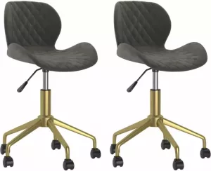 VidaXL Eetkamerstoelen Draaibaar 2 St Fluweel Donkergrijs