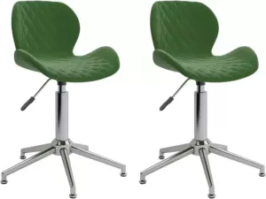 VidaXL Eetkamerstoelen draaibaar 2 st fluweel donkergroen