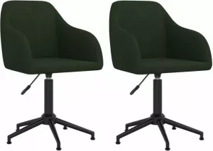 VidaXL Eetkamerstoelen draaibaar 2 st fluweel donkergroen