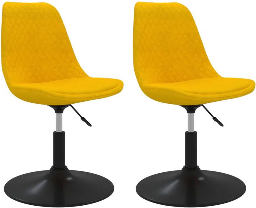 VidaXL Eetkamerstoelen draaibaar 2 st fluweel geel