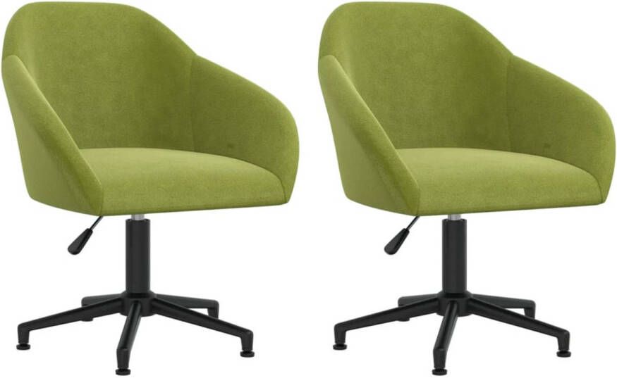 VidaXL -Eetkamerstoelen-draaibaar-2-st-fluweel-lichtgroen