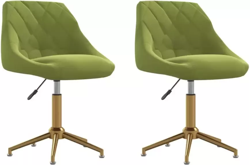 VIDAXL Eetkamerstoelen draaibaar 2 st fluweel lichtgroen - Foto 1