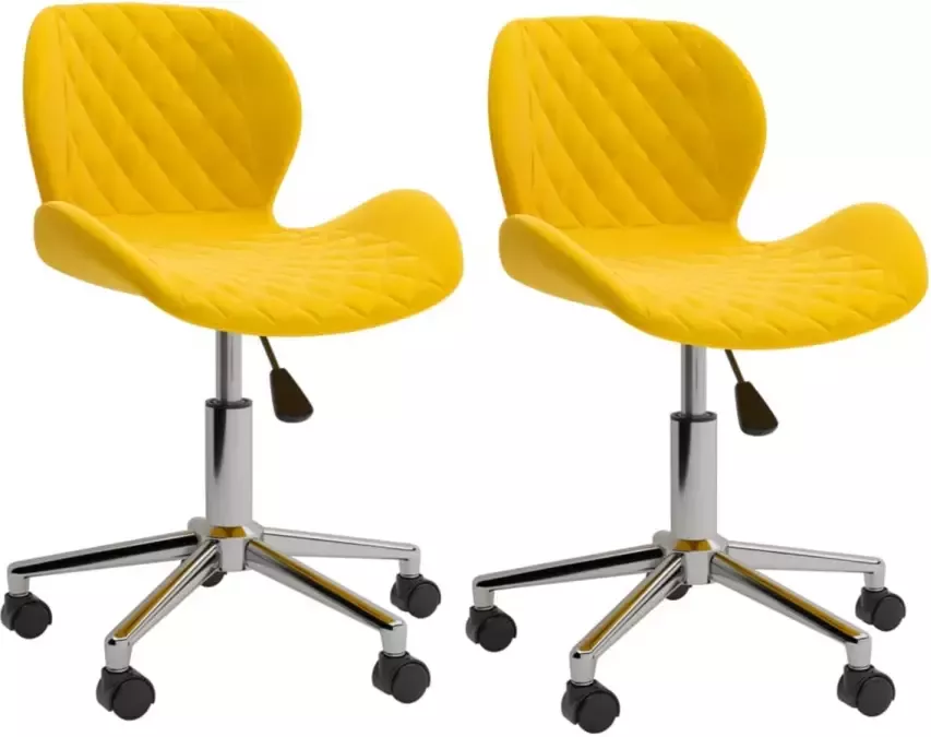 VidaXL -Eetkamerstoelen-draaibaar-2-st-fluweel-mosterdgeel