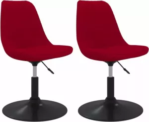 VidaXL Eetkamerstoelen draaibaar 2 st fluweel rood