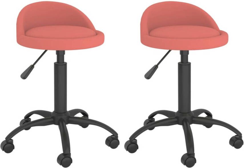 VidaXL -Eetkamerstoelen-draaibaar-2-st-fluweel-roze