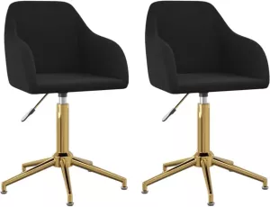 VidaXL Eetkamerstoelen draaibaar 2 st fluweel zwart