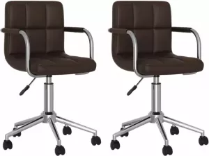 VidaXL Eetkamerstoelen Draaibaar 2 St Kunstleer Bruin