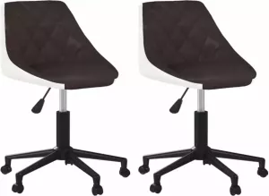 VidaXL Eetkamerstoelen Draaibaar 2 St Kunstleer Bruin En Wit