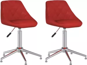 VidaXL Eetkamerstoelen Draaibaar 2 St Kunstleer Wijnrood