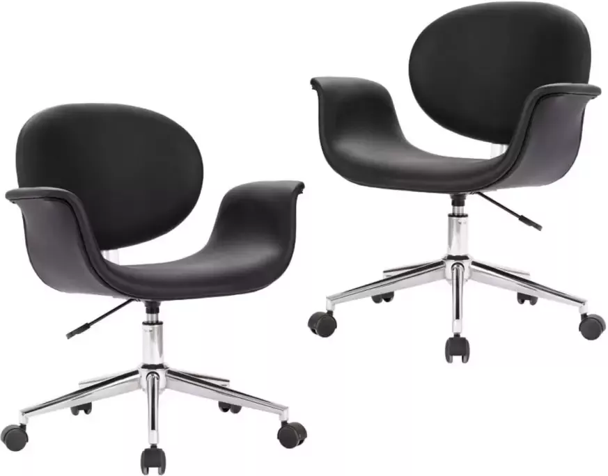VidaXL Eetkamerstoelen draaibaar 2 st kunstleer zwart