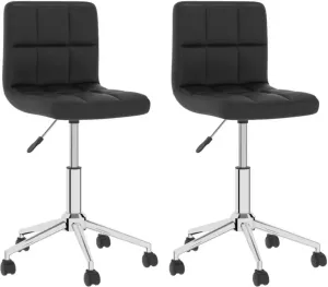 VidaXL Eetkamerstoelen Draaibaar 2 St Kunstleer Zwart