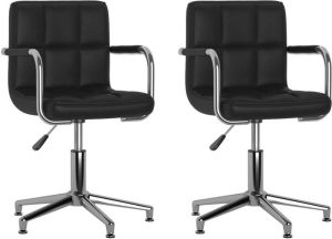 VIDAXL Eetkamerstoelen draaibaar 2 st kunstleer zwart