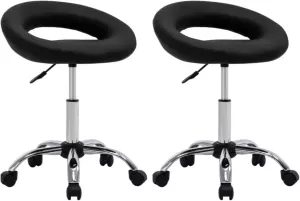 VIDAXL Eetkamerstoelen draaibaar 2 st kunstleer zwart