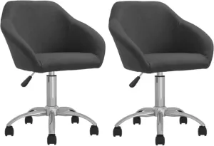 VidaXL Eetkamerstoelen draaibaar 2 st stof donkergrijs