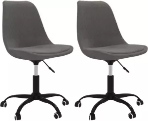 VidaXL Eetkamerstoelen draaibaar 2 st stof donkergrijs