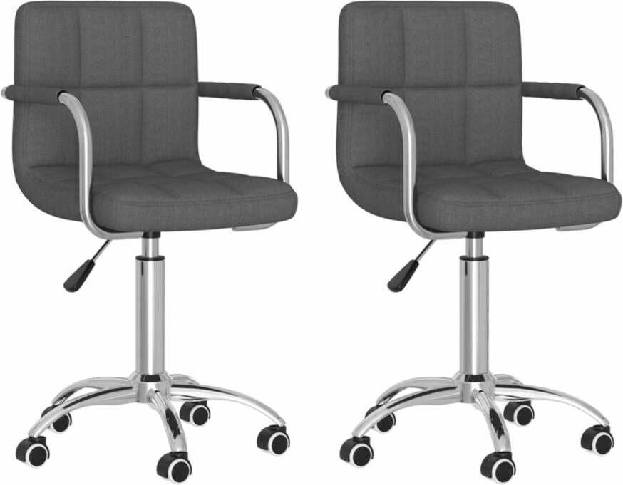 VidaXL Eetkamerstoelen draaibaar 2 st stof donkergrijs