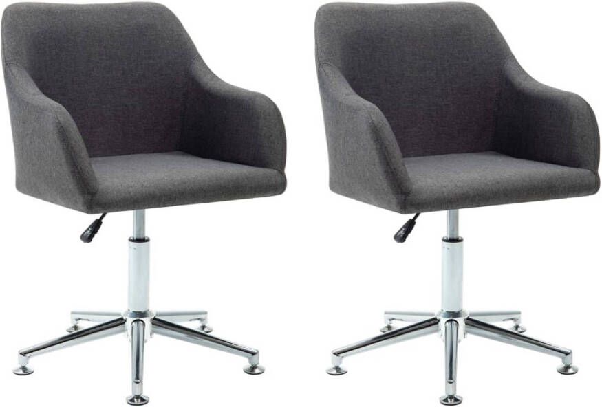 VidaXL -Eetkamerstoelen-draaibaar-2-st-stof-donkergrijs - Foto 1