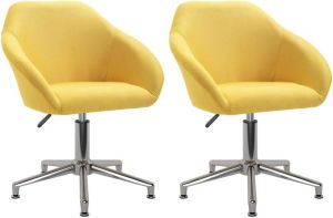 VidaXL -Eetkamerstoelen-draaibaar-2-st-stof-geel