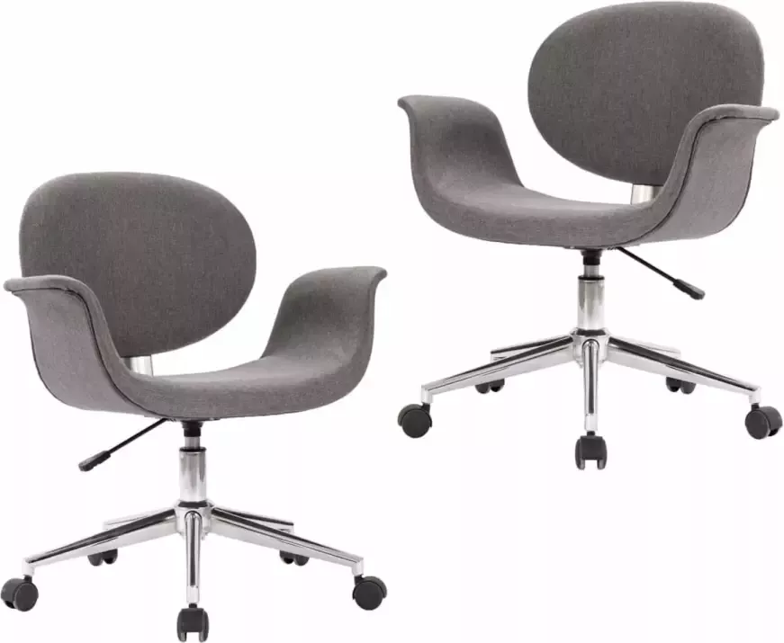 VidaXL Eetkamerstoelen draaibaar 2 st stof grijs