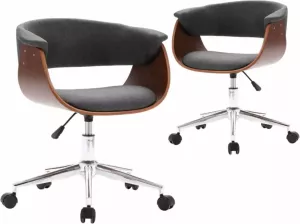 VIDAXL Eetkamerstoelen draaibaar 2 st stof grijs