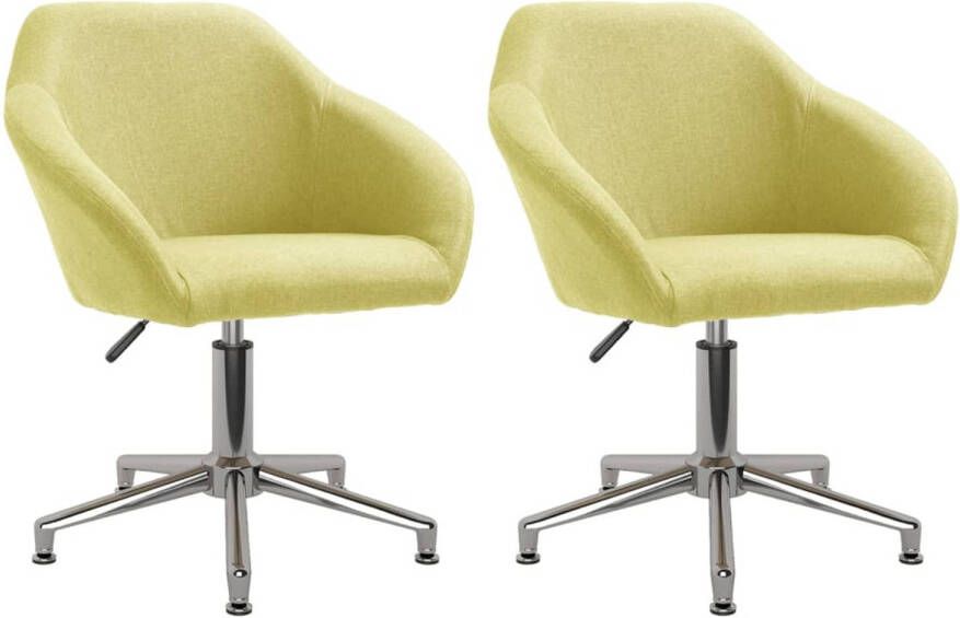 VidaXL -Eetkamerstoelen-draaibaar-2-st-stof-groen