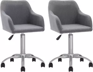 VIDAXL Eetkamerstoelen draaibaar 2 st stof lichtgrijs