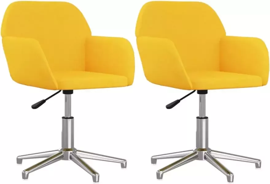 VidaXL -Eetkamerstoelen-2-st-draaibaar-stof-mosterdgeel