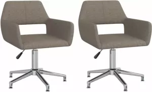 VIDAXL Eetkamerstoelen draaibaar 2 st stof taupe