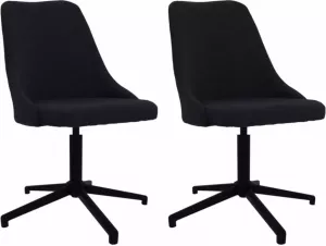 VidaXL Eetkamerstoelen draaibaar 2 st stof zwart