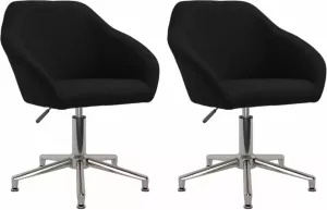 VidaXL Eetkamerstoelen draaibaar 2 st stof zwart