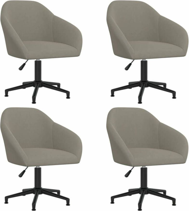 VidaXL -Eetkamerstoelen-draaibaar-4-st-fluweel-lichtgrijs