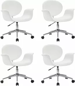 VidaXL Eetkamerstoelen draaibaar 4 st kunstleer wit