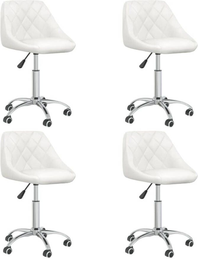 VidaXL -Eetkamerstoelen-draaibaar-4-st-kunstleer-wit